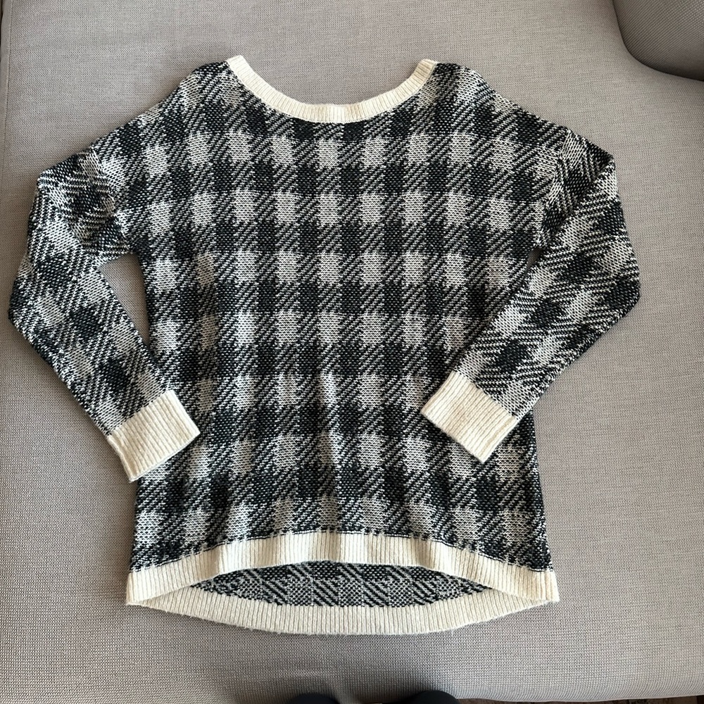 Express Black and White Checkered Sweater